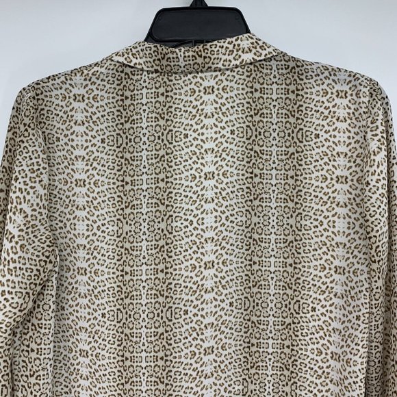 All In Favor Top Harper Leopard Print V Neck Long Sleeve Blouse - Picture 10 of 11